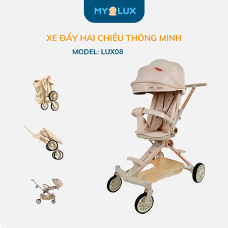  Xe Đẩy Hai Chiều Gấp Gọn - MyLux - Lux08 - xoay 360 độ có quạt tích điện  bàn ăn mini kèm theo 