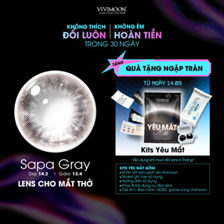 Lens cho mắt thở cận 6 tháng màu xám đậm Sapa Gray kính áp tròng VIVIMOON (Giá 01 đôi)