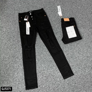  Quần jean bò nam Purple wash rách tua hai bên gối gấu loang sóng đính tem mác lụa cao cấp 