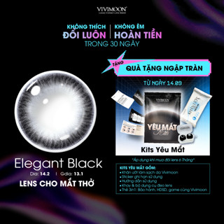 Lens cho mắt thở cận 6 tháng màu đen tự nhiên Elegant Black kính áp tròng VIVIMOON (Giá 01 đôi)