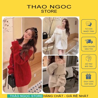  Áo len nữ trễ vai tay dài form rộng giấu quần hàng nhập!  có sẵn hình thật  THẢO NGỌC STORE 