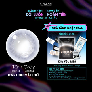 Kính áp tròng VIVIMOON màu xám TÂM GRAY, lens cận cho mắt thở BST HÀM ÂN, hạn sử dụng 6 tháng độ cận 0-8 độ
