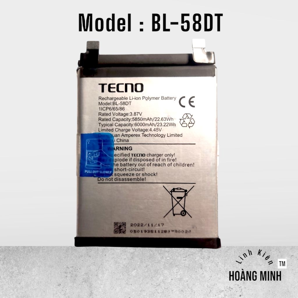 Pin Tecno Pova 4 Pro - BL 58DT - 6000mAh Đã Qua Sử Dụng [1439]