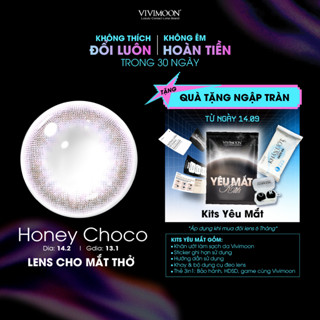 Lens cho mắt thở cận 6 tháng màu nâu tự nhiên Honey Choco kính áp tròng VIVIMOON (Giá 01 đôi)