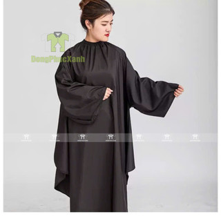  Áo choàng cắt tóc có tay vải trược nước cao cấp khăn choàng cắt tóc màu đen trắng nam nữ 