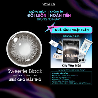 Kính áp tròng VIVIMOON EYECONIC lens cận cho mắt thở màu đen baby Sweetie Black, giãn tròng to 14.5mm, hạn dùng 06 tháng