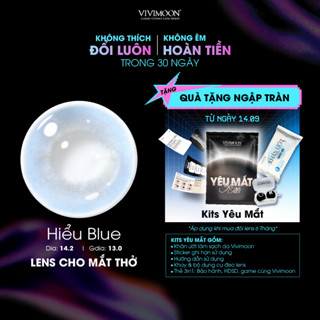 Kính áp tròng VIVIMOON màu xanh xám HIỂU BLUE, lens cận cho mắt thở, hạn sử dụng 6 tháng độ cận 0-8 độ