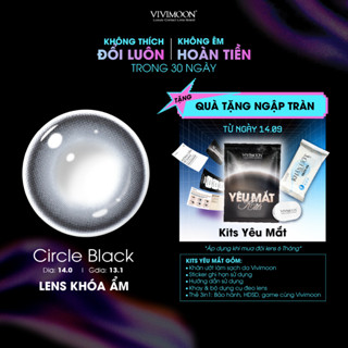 Lens cận VIVIMOON khóa ẩm màu đen tự nhiên Circle Black, kính áp tròng hạn sử dụng 3 - 6 tháng