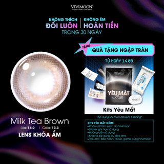 Lens cận VIVIMOON khóa ẩm màu nâu trà sữa Milk Tea Brown, kính áp tròng hạn sử dụng 3 - 6 tháng