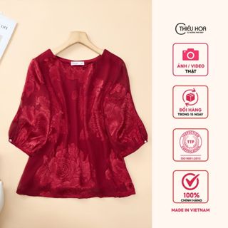  Áo kiểu trung niên chất liệu Voan cao cấp rũ mềm mịn thương hiệu Thiều Hoa AN5X0405 