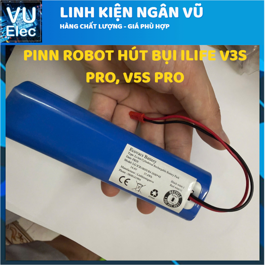 Pinn robot hút bụi ILIFE V3S Pro, V5S Pro, ILIFE X750, Medion 18500, 18501, 18600, 19510, 19511, 195