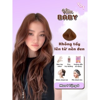  Combo Thuốc nhuộm tóc NÂU BABY Tinh dầu dưỡng phục hồi tóc Keratin và Argan Oil Tặng oxy dưỡng tóc 