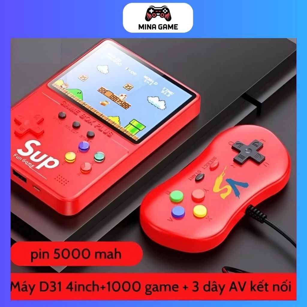 Máy chơi game cầm tay D31 plus, kiêm sạc dự phòng, màn hình lớn 4.0 Full HD sắc nét