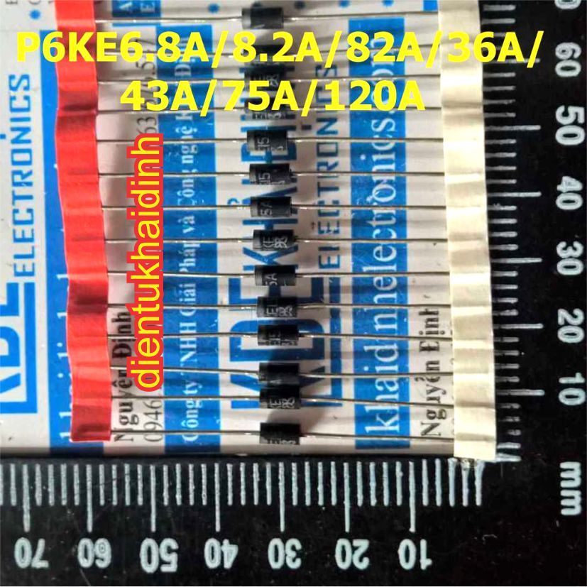 10 con Diode TVS đi ốt bảo vệ P6KE 6.8A 8.2A 82A 36A 43A 75A 120A 100A 10A 12A 13A 150A 15A 180A 18A