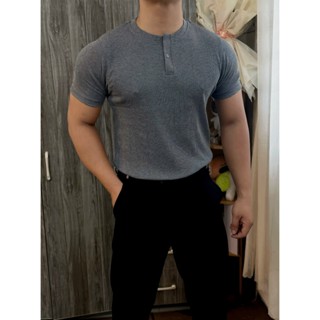 Áo thun nam ngắn tay cổ tròn đính nút cotton gân dày cao cấp from ôm body sang trọng LT FASHION