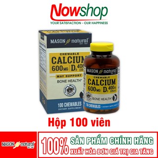 2 Hộp Calcium 600MG + D3 Mason Natural 100 viên tăng chiều cao xương răng chắc khỏe ngừa loãng xương