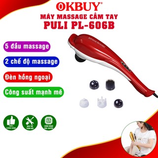 Máy massage cá heo cầm tay puli pl-606b - 6 đầu mát xa thay thế, thư giãn toàn thân | okbuy