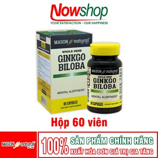 2 Hộp Ginkgo Biloba 125mg Mason Natural 60 viên giúp hoạt huyết dưỡng não giảm đau đầu chóng mặt