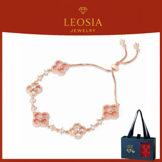 Lắc tay nữ mạ vàng hồng LEOSIA JEWELRY LA32 cỏ 4 lá sang trọng - Làm quà tặng sinh nhật người thân yêu