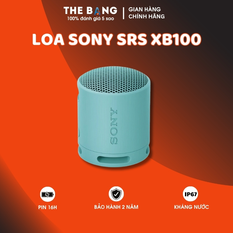 Loa Sony SRS-XB100 (Pin 16h | Công suất 5W | IP67 | Bluetooth 5.3 | Fast Pair | Sound Diffusion Processor)
