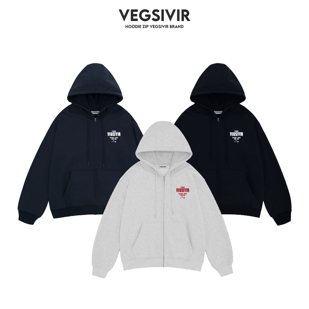 Áo Hoodie Zip Form Rộng Nỉ 2 Da Dày Dặn Mũ Rộng VEGSIVIR/MY BELIEF Nam Nữ
