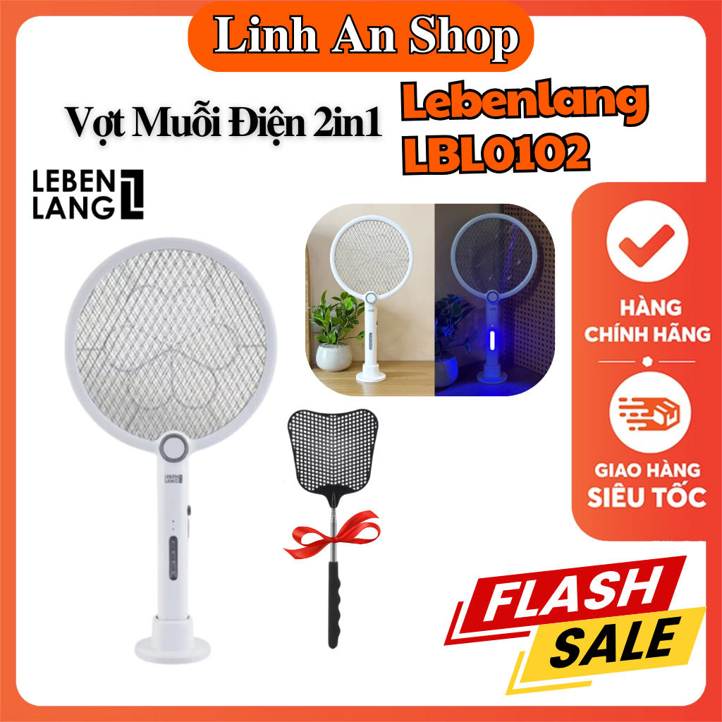 Vợt Muỗi Điện 2In1 Tự Động Lebenlang LBL0102 - Công Suất 3W, Pin Liên Tục 3h, Tặng Kèm Đập Côn Trùng