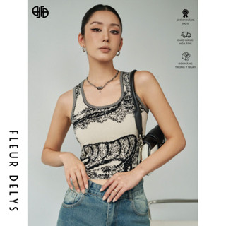 Áo Len Dệt Sát Nách Nữ Fleurdelys Hoạ Tiết Hổ DLAC147