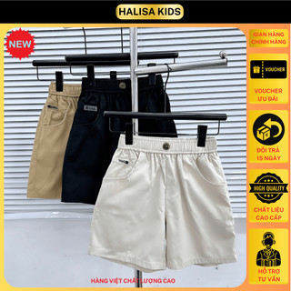 Quần Sooc Bé Trai HALISA KIDS KQ02 Vải Kaki Mềm Co Giãn Đính Cúc Size 17kg Đến 60kg