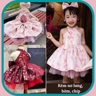 [ẢNH THẬT] VáyCông Chúa Bé Gái VYDESIGN Thiết Kế Cao Cấp, Kèm Phụ Kiện, Yếm Dự Tiệc Cho Bé, Đầm Tết Bé Gái
