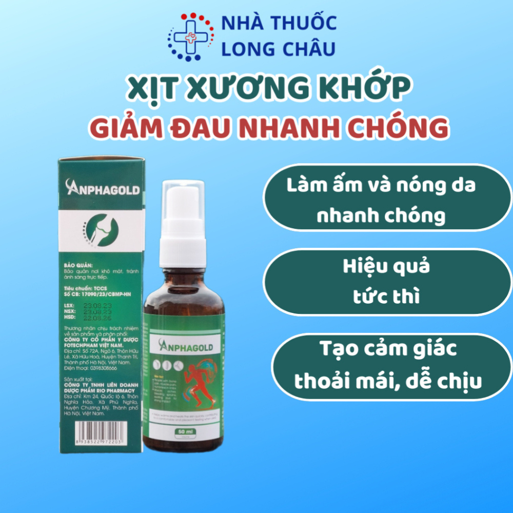Chai Xịt Anpha Gold Giảm Nhanh Đau Nhức Xương Khớp, Massgae Vùng Đau Do Chấn Thương, Vết Côn Trùng Đốt  100ml