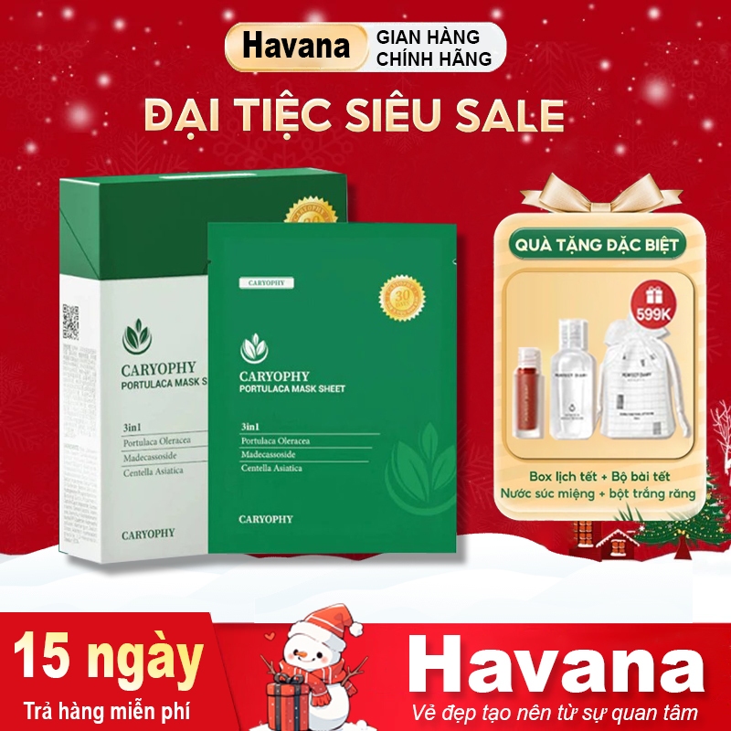 Hộp 10 mặt nạ Caryophy Portulaca Mask Sheet dưỡng ẩm giảm mụn mờ thâm
