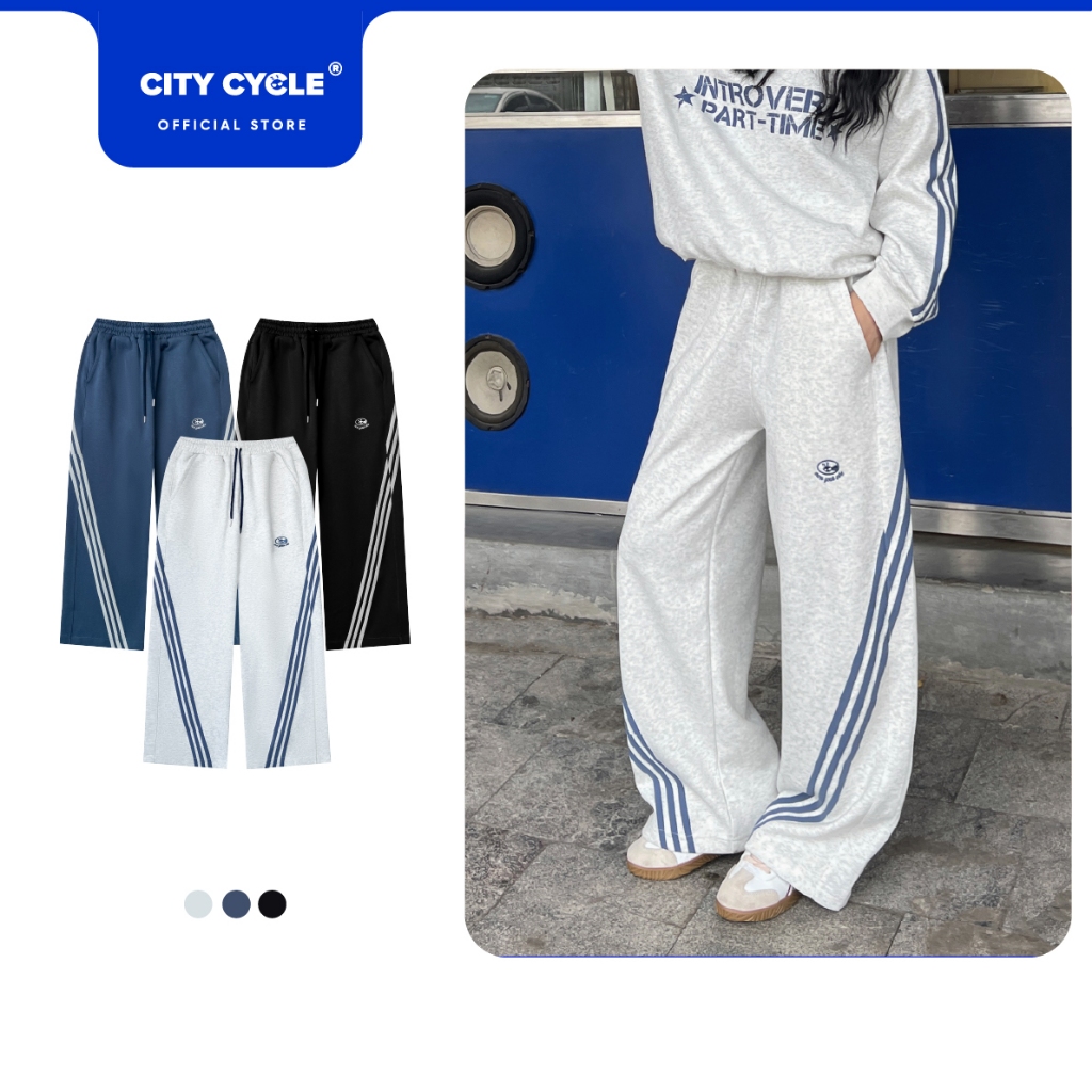 Quần dài nỉ nam nữ mùa đông Local Brand Chính Hãng City Cycle Quần dài Half Line