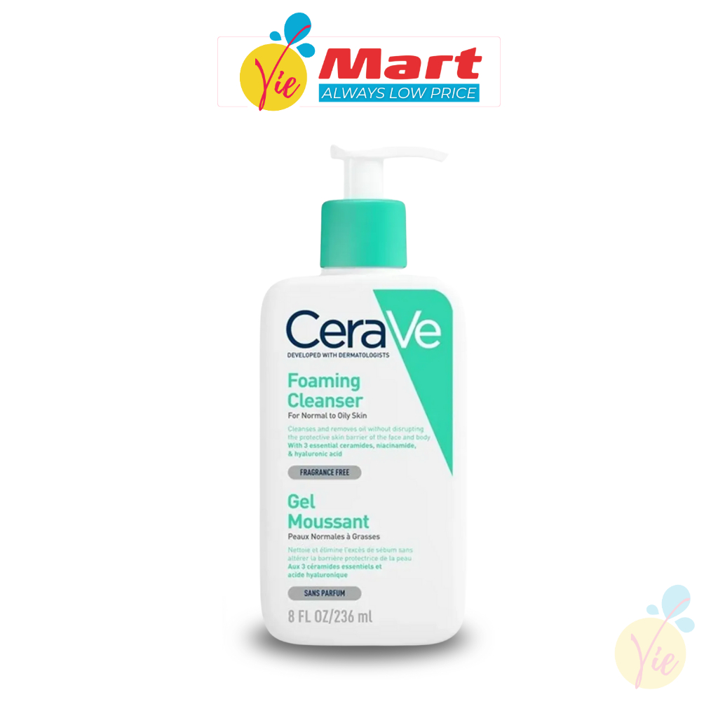 [BẢN PHÁP] Sữa rửa mặt CeraVe Foaming Cleanser 236ML - Làm Sạch Sâu Cho Da Dầu Mụn