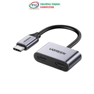 Cáp chuyển đổi USB Type-C sang 2 USB Type-C tai nghe & sạc 15W Ugreen 60165