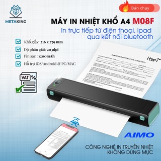  Máy In Di Động  A4 M08F - In giấy nhiệt - Kết nối Bluetooth in trực tiếp từ iPhone - iPad USB  Hỏa tốc HCM  
