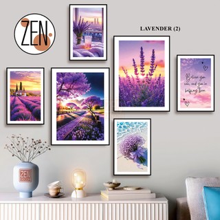  Tranh treo tường Lavender Print Vintage Flower Art- Set 6 bức tranh dán tường hoa lavender 