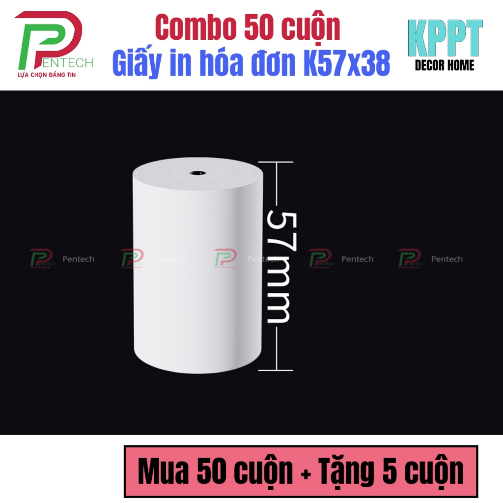[COMBO 50 CUỘN TẶNG 5 CUỘN ] Giấy in nhiệt K57x38mm dùng in bill, in hoá đơn tính tiền...