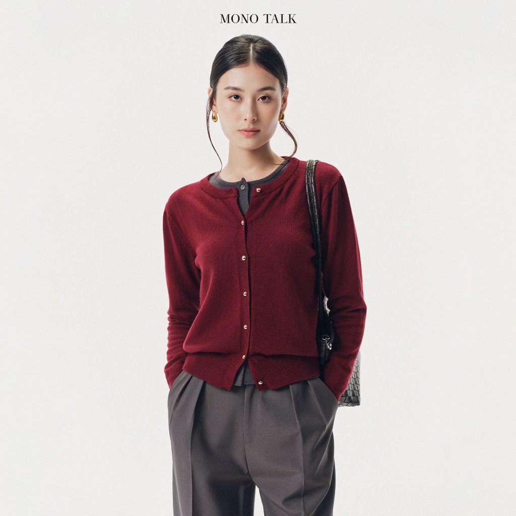  Áo khoác len trơn cổ tròn dài tay cơ bản Mono Talk - T30010FB 