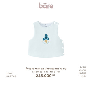 Áo gile Bare chần bông cho bé trai bé gái mềm ấm thêu tàu vũ trụ cho bé từ 8.5-15kg BST T9