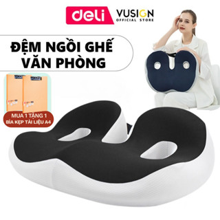 [MUA1TẶNG1] Đệm ghế ngồi văn phòng Deli thiết kế Thoáng Khí Chống Trĩ Chất Liệu Cao Su Non Giảm Ê Mỏi Chỉnh Tư Thế Ngồi