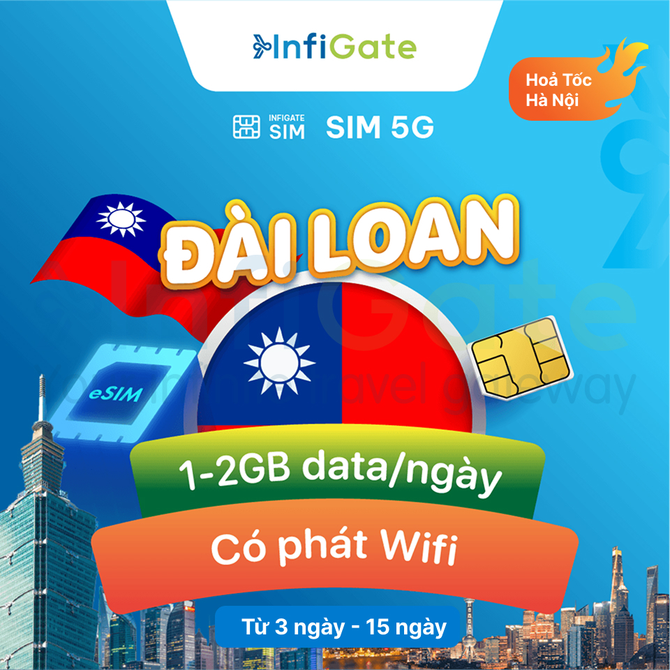 ESIM DU LỊCH ĐÀI LOAN DATA SIÊU KHỎE - 2GB/ NGÀY