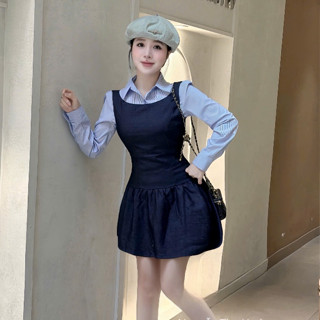 set đồ nữ sang chảnh,set đồ nữ cao cấp MẪU MỚI RA MẮT bộ yếm bò phối áo sơ mi hot trend ve107