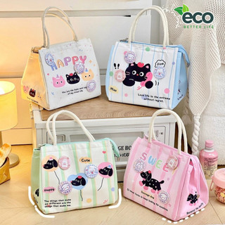  Túi Cơm Giữ Nhiệt Vải Canvas Hoạt Hình Túi Đựng Hộp Cơm Thức Ăn Mang Văn Phòng Đi Học Picnic 
