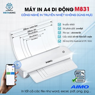  Máy In Di Động Tài Liệu M831 - In giấy A4 nhiệt - Kết nối Bluetooth in trực tiếp từ iPhone - iPad USB 