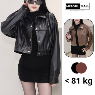  Áo Khoác Da Croptop Nữ Dài Tay MiSoul Mall Áo Khoác Da Dài Tay Có Cúc Bấm 204 
