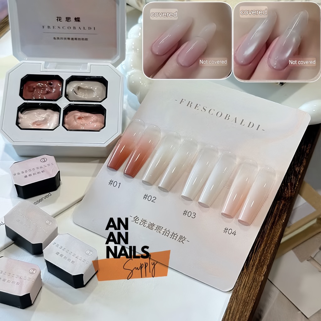 Set gel ombre màu hồng nude che khuyết điểm 4 màu | Gel dặm ombre Frescobaldi