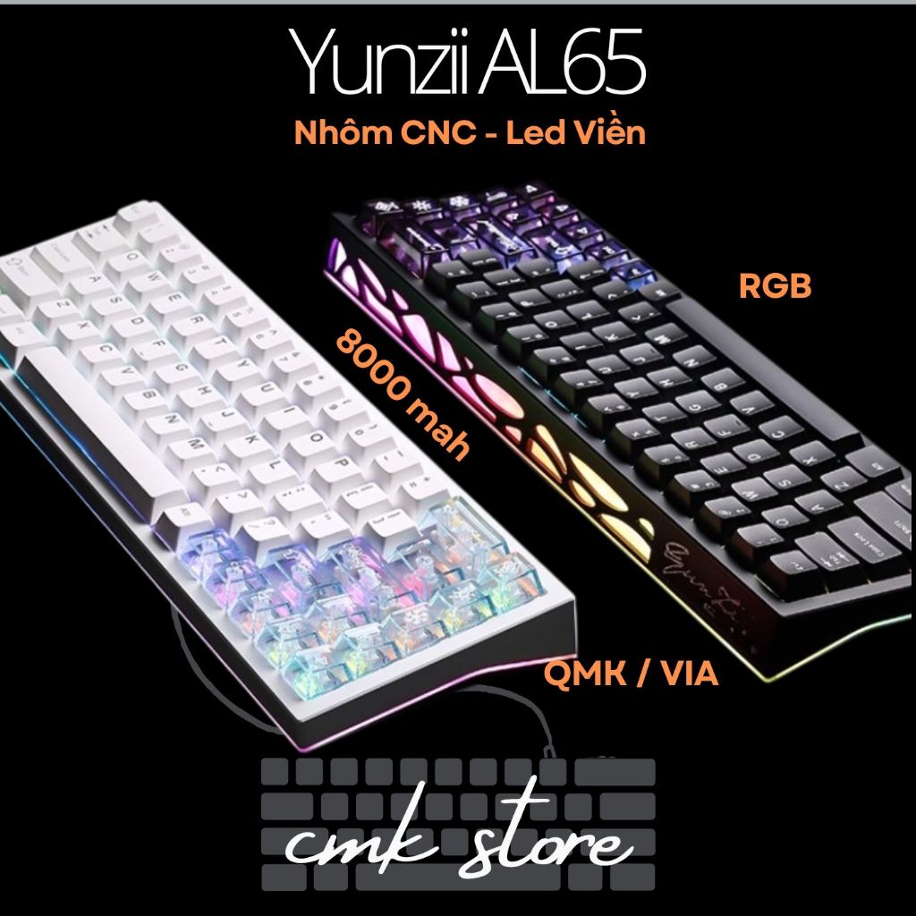 Bàn Phím Cơ Nhôm CNC - Yunzii AL65 - Khung Nhôm CNC Led Viền Siêu Đẹp