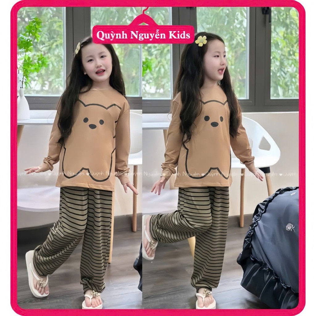 [20kg-52kg] Quần áo trẻ em, Bộ Gấu Nâu Mặc Nhà Cho Bé Trai, Bé Gái (TD3), Có Size Từ 20kg đến 52kg