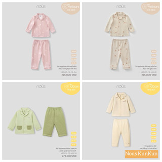 { Nous } Bộ pyjama Nous dài tay chất cotton mềm nhẹ nhiều màu sắc cho bé trai,bé gái