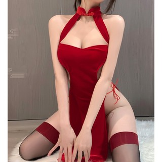  Đầm sườn xám Váy sườn xám in hoa chìm cách tân gợi cảm mặc dự tiệc đi bay 